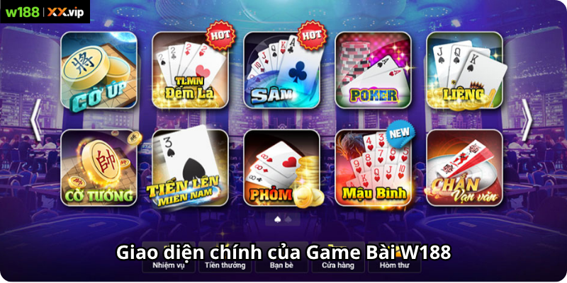 Giao diện chính của Game Bài W188